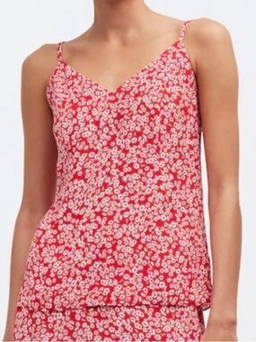 Madewell V-Neck Cami Tank in Red Floral Ditzy